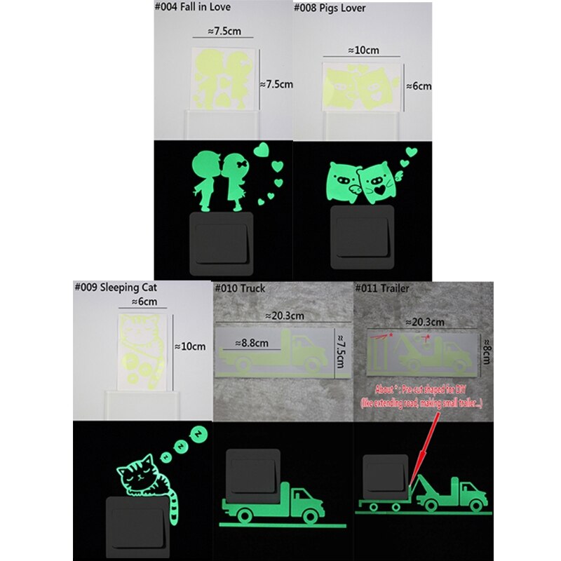 A Pack Of 5pcs Luminous Light Switch Decal Decorative Art Paste Q6PD