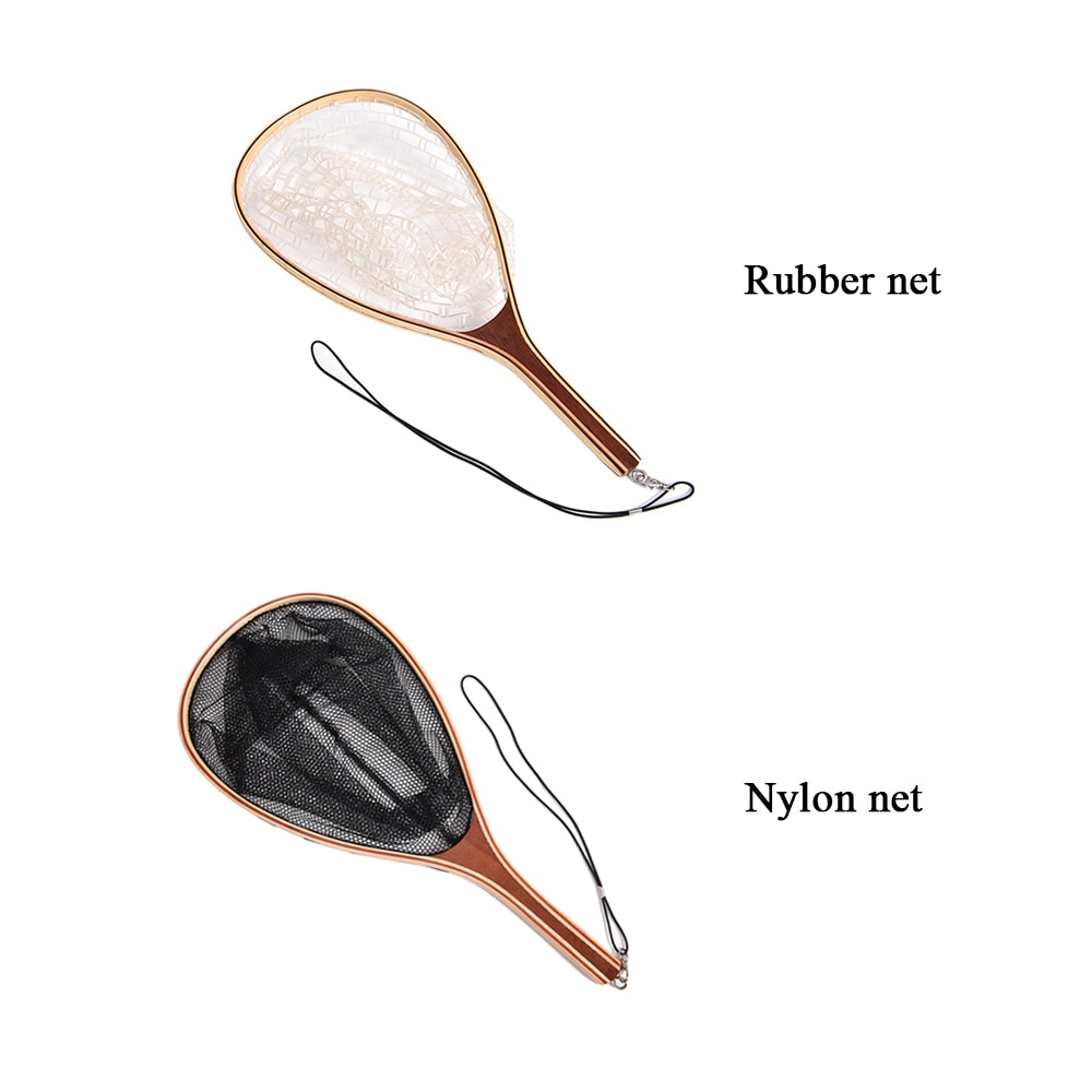 Lixada Fly Fishing Landing Net Wooden Handle Frame Fish Catch and Release Net Portable Lightweight Fishing Tool Accessories