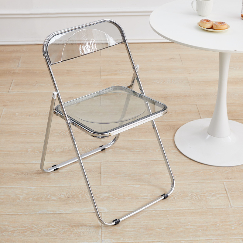 Silla plegable transparente, silla de comedor moderna y sencilla a la para el hogar, tienda de ropa acrílica, tienda de té de la leche, silla plegable de ocio: Rojo
