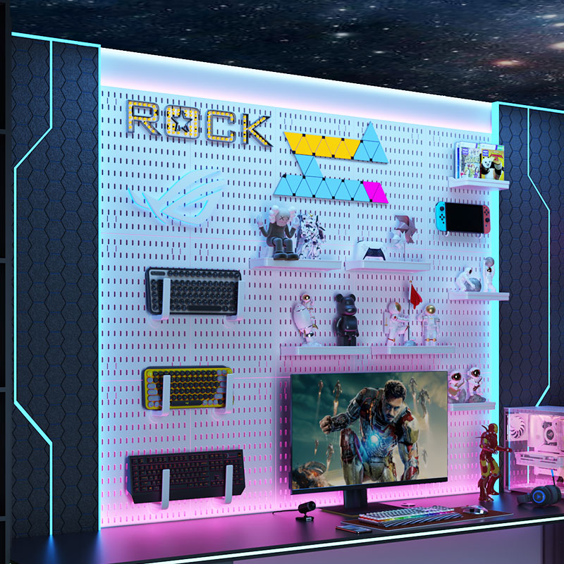 Ingen hulling pegboard veggorganisator panelhyller for gamerrom, bad, kjøkken oppbevaringsstativ organizer pegboard tilbehør