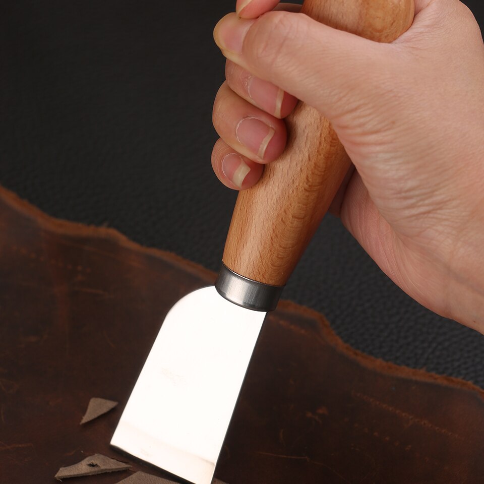 SHWAKK Leather Craft Tools Kit Leather Craft Edge Trimming Tools Wide Shovel Blade Carving Tool Skiving Craft Supplies DIY Set