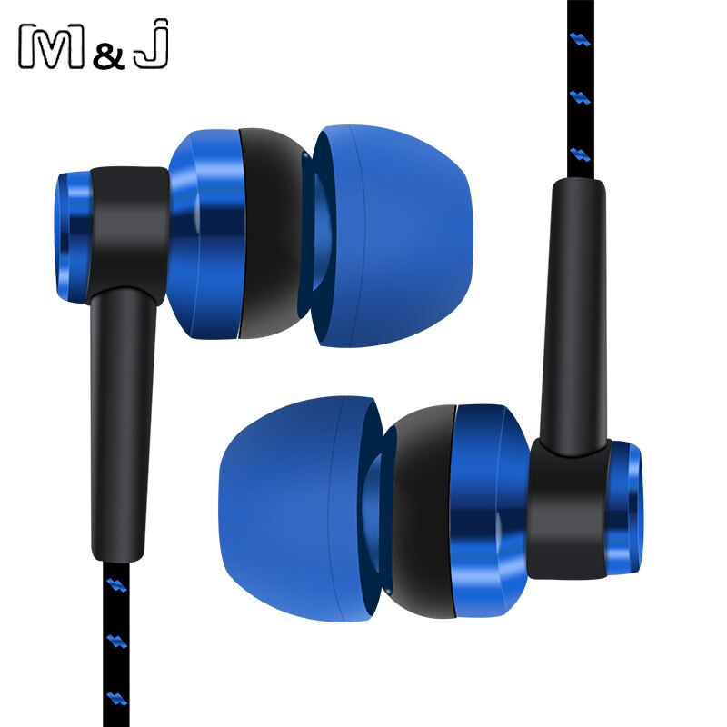 M & J J10 MP3/Mp4 Oortelefoon Gevlochten Stereo Hoofdtelefoon Metalen Oordopjes Voor Iphone Samsung Xiaomi Huawei Alle Mobiele telefoons Pc