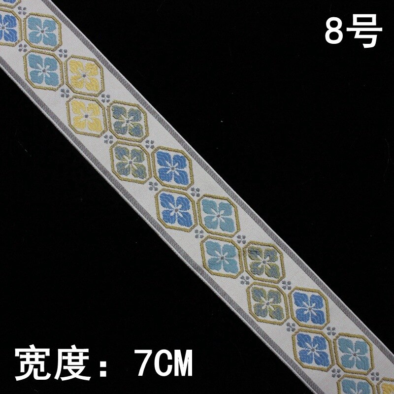 2meters/lot National Embroidered Webbing DIY handmad sewing Ribbon Sofa Curtain Carpet decorative Upholstered benches accessory: No.8  7cm