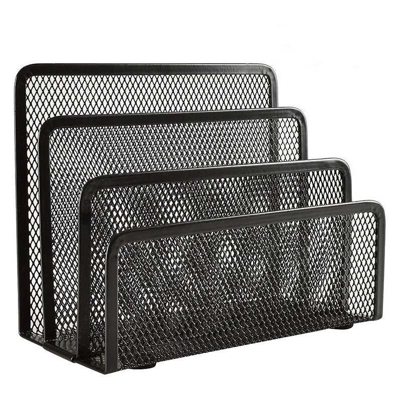 Desk Mail Organizer, 2 Pack Office Small Letter Sorter Desktop File Organizer Metal Mesh With 3 Vertical Upright Compartments