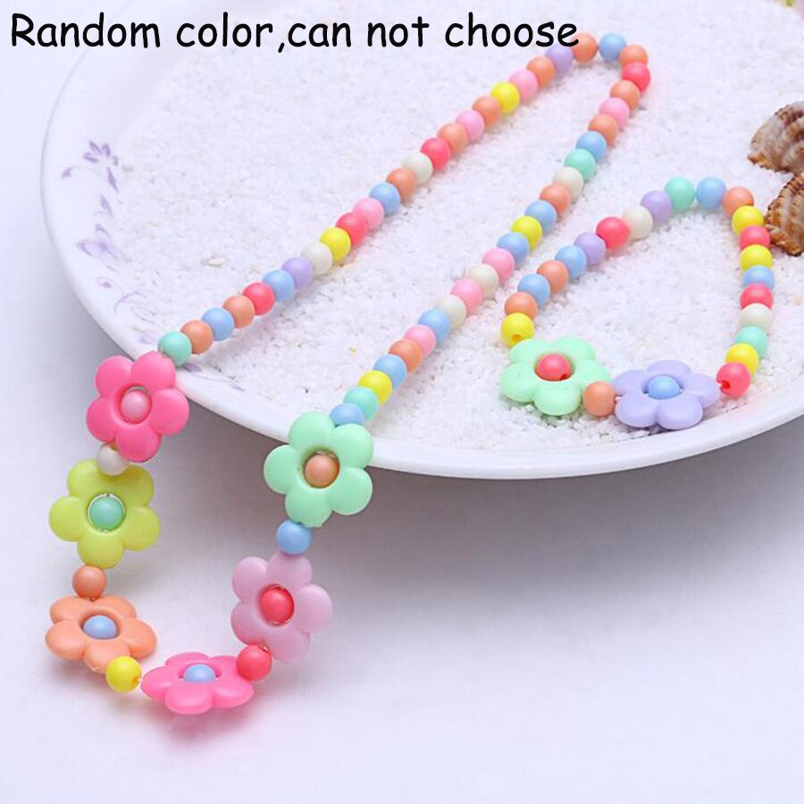 Gelegentliche Farbe Blumen Schmuck einstellen für freundlicher Nette Halskette Armbänder für Mädchen Prinzessin Strand Schmuck Baby freundlicher T163