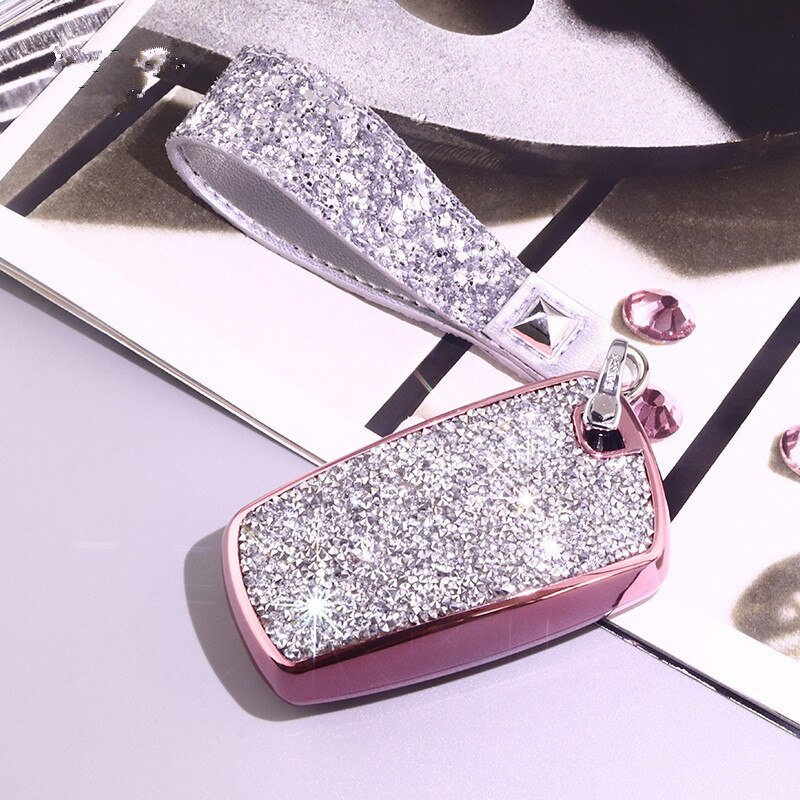 Luksuriøst stjerneklar bling krystal diamant bilnøglertaske til bmw 1/3/5/7 serie  x3 m2/3/4/5/6 interiør tilbehør nøglering