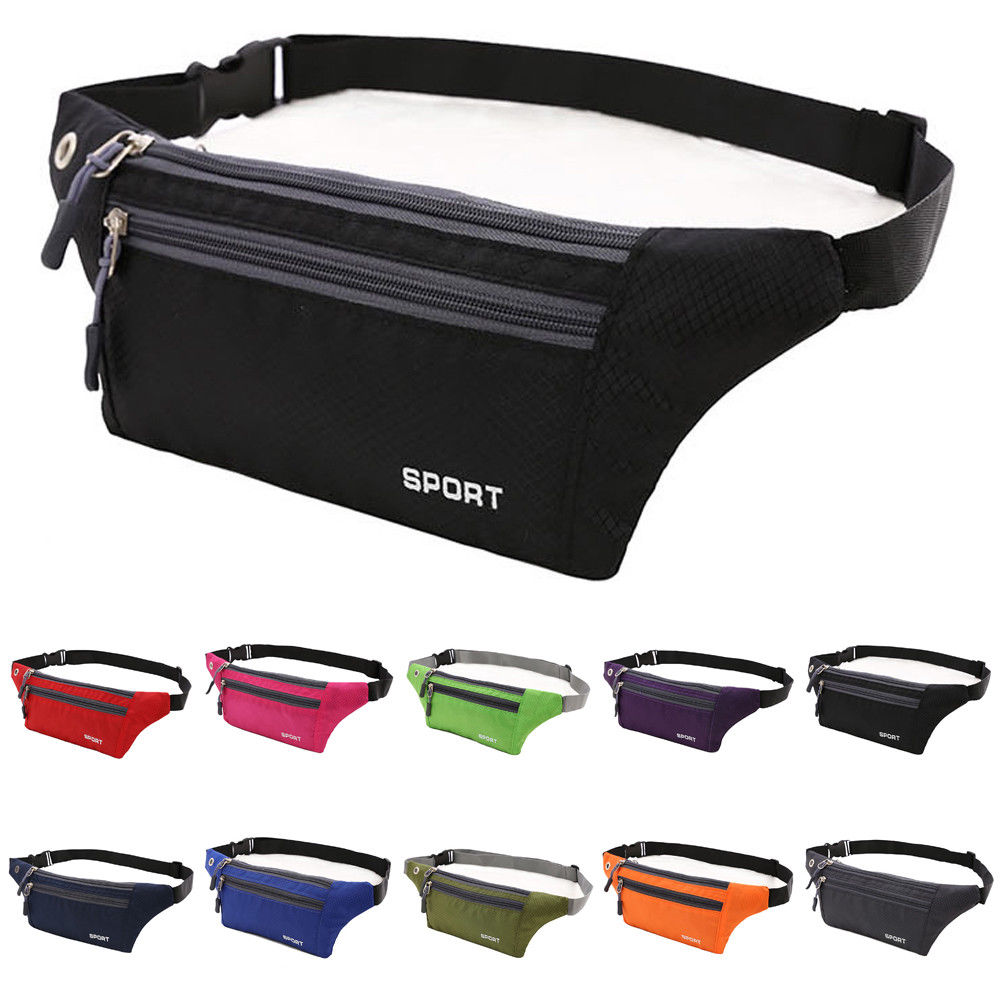 Men Women Waist Fanny Pack Belt Bag Phone Pouch Travel Sport Hip Purse Wallet Waist Packs Zip Bags