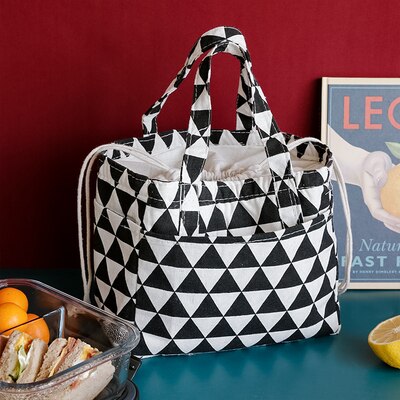 Casual Draagbare Lunch Tas Dots Geïsoleerde Canvas Thermische Voedsel Picknick Lunch Tassen Voor Vrouwen Kids Cooler Lunchbox Tas Tote: 6
