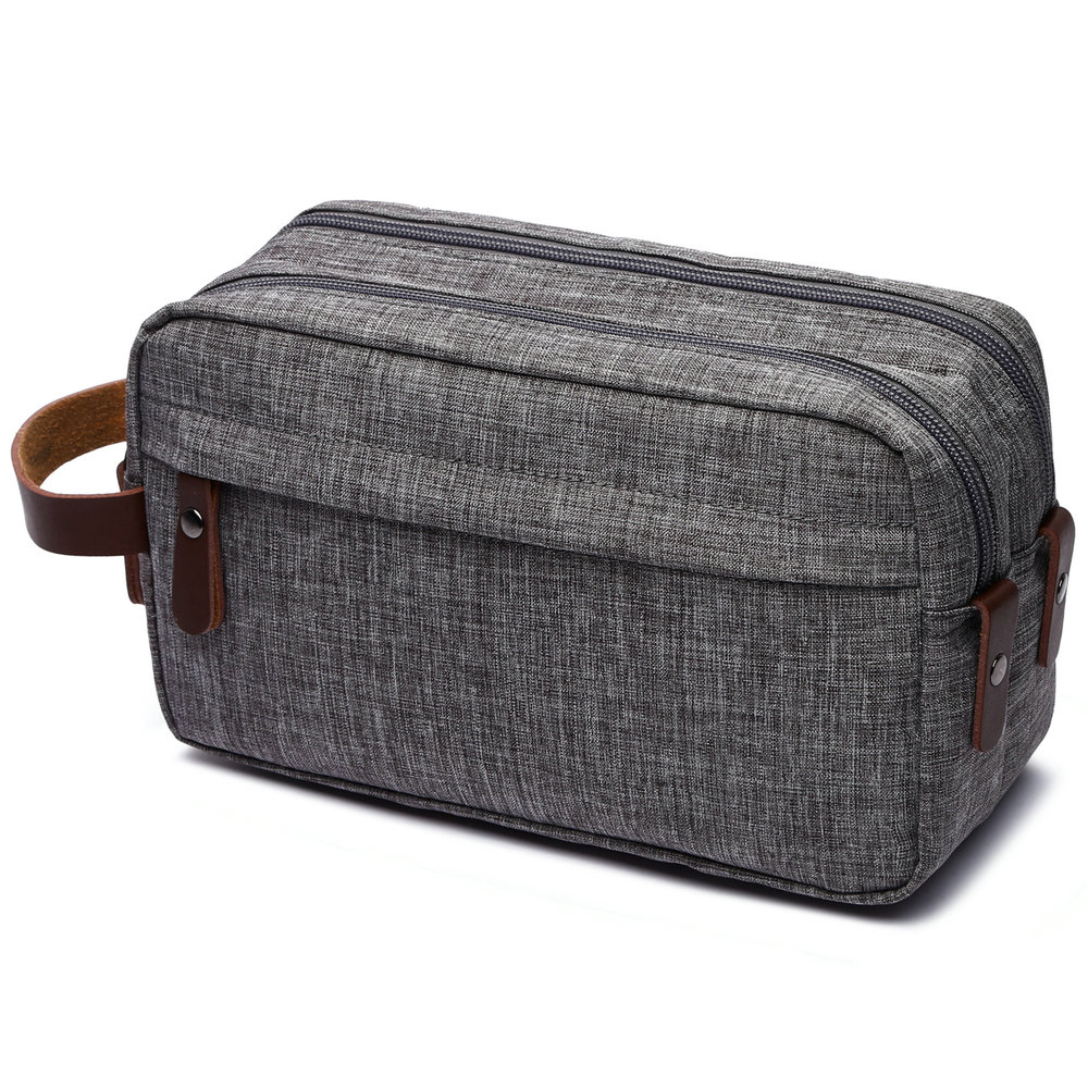 Soperwillton Mannen Toilettas Travel Dopp Kit Badkamer Weekendtas Scheren Organizer Voor Toiletartikelen Bag # T02: GRAY DOPP KIT