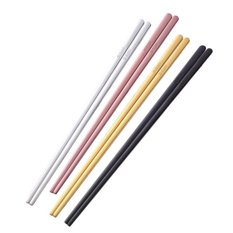 6 par tytanowe chińskie pałeczki srebrne hashi czarne 304 ze stali nierdzewnej Sushi lustro polski wielokrotnego użytku żywności metalowe pałeczki robić jedzenia: mieszać kolor 6pairs