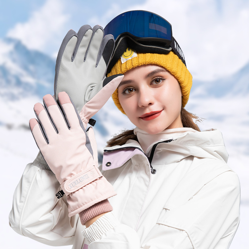 Guantes táctiles impermeables para mujer, manoplas de esquí, snowboard, pantalla táctil, cálidas, para clima frío, Invierno