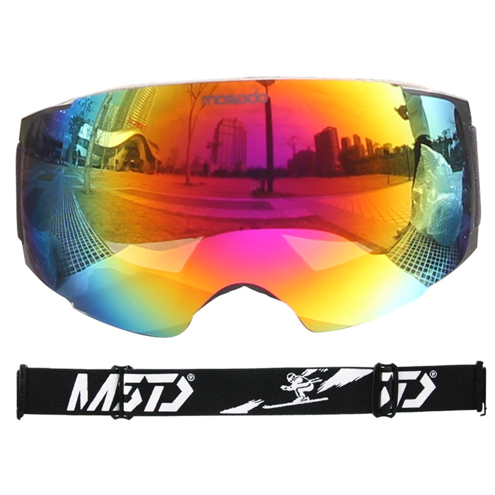 Mosodo Magnet Ski Goggles Men Women Snowboard Anti-Fog Skiing Snow Large Spherical Winter Ski Glasses: red ski goggles