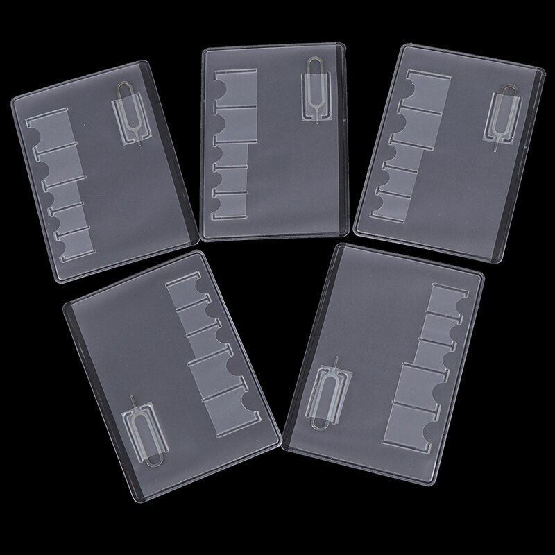 5 Pcs 6 Sim Card Storage Case Box Bag Easy Carry Clear Protector Portable For Sim Memory Card Transparency Universal