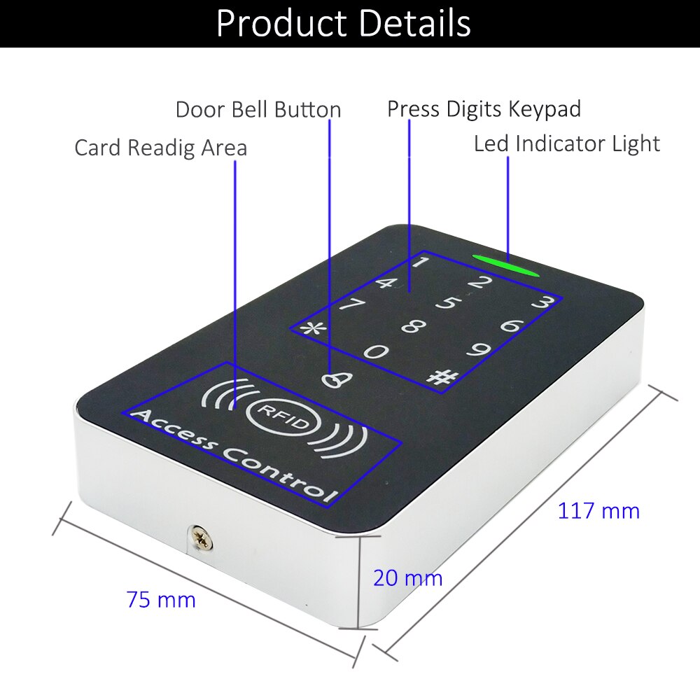 125khz RFID Proximity Card Access Control System RFID/EM Keypad Card Access Controller Door Opener Master Controller