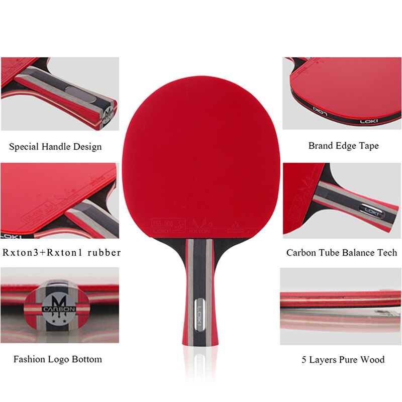 LOKI 3 Star Carbon Tube Tech Table Tennis Racket Training PingPong Bat Ping Pong Paddle with Bag