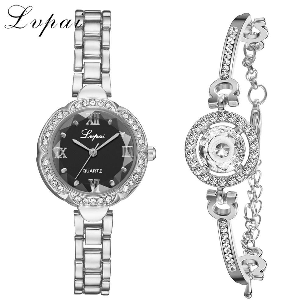 Lvpai gouden dameshorloge luxe eenvoudige damesarmbandhorloges casual stijlvolle damesklok 2 -delige set in ulzzang-stijl: 4 horloge en armband