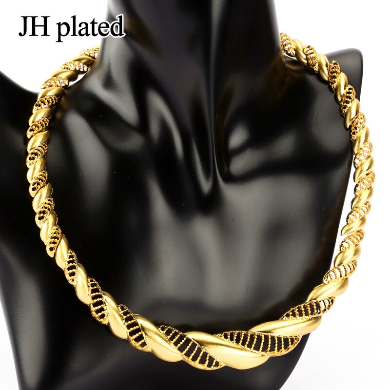 JHplated Arabo set di Gioielli In Oro di Colore del Braccialetto Della Collana Orecchini anello Africa set/Medio Oriente