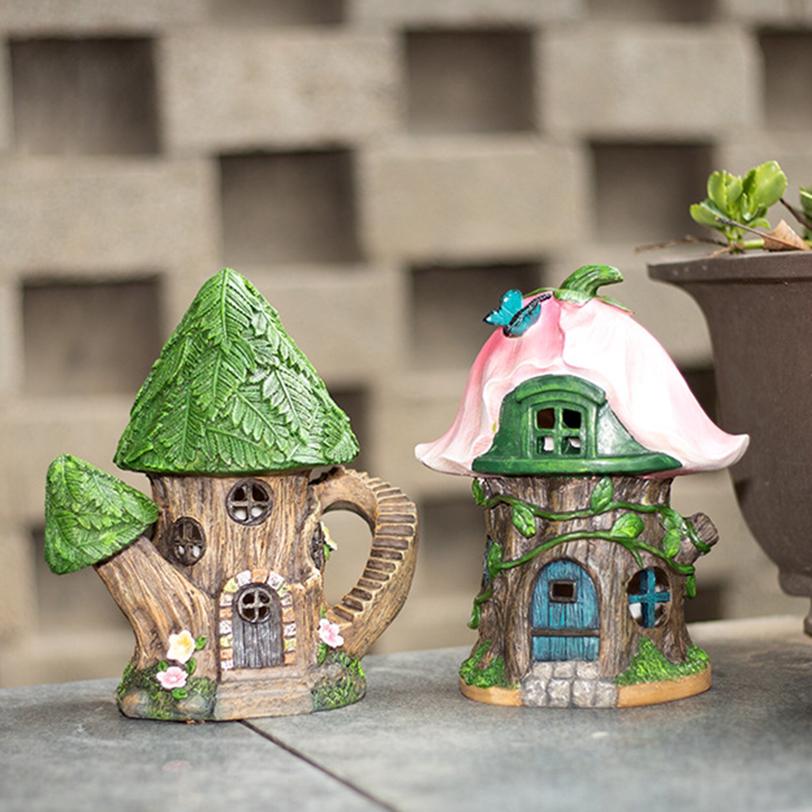 Nette Kobold Haus Dekor LED Solar- Licht Ich bin Freien Balkon Garten Deko Fee Haus Harz Handwerk Ornamente Kinderzimmer Deko
