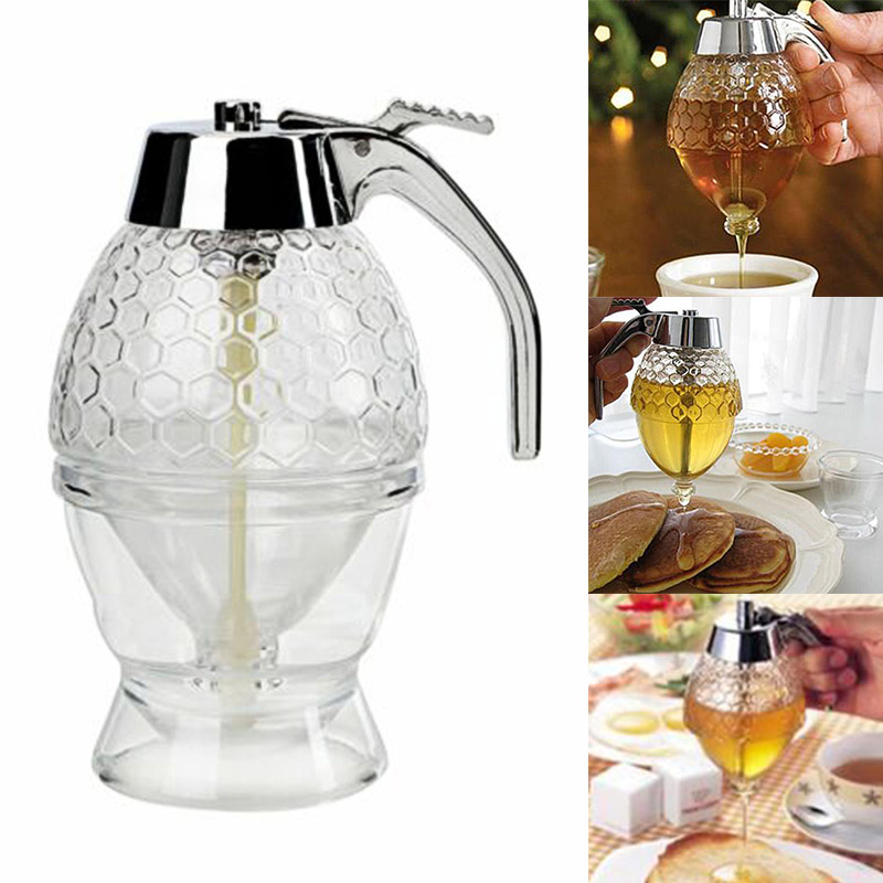 JOYLOVE Glass Crystal Honey Dispenser Transparent Grandado