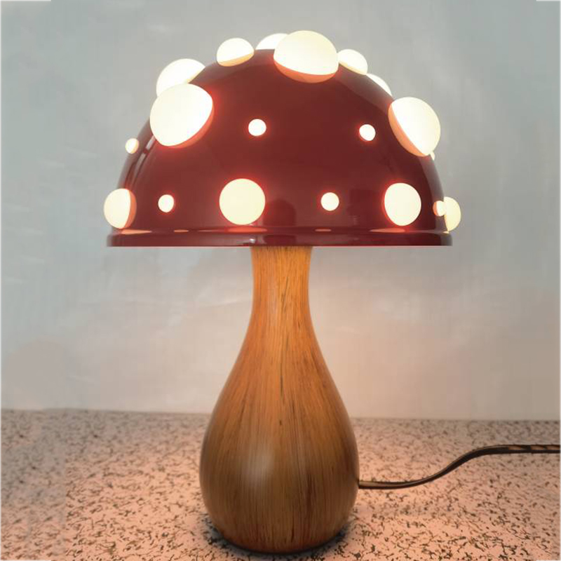 Shiitake mushroom desk lamp, amanita mushroom lamp with tri-color led -g9- bulbs, ac powered or usb-dc powered, biomimetic lighting