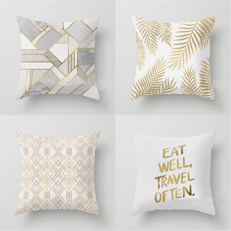 Or brillant imprimé Polyester jeter taie d'oreiller couverture canapé housse de coussin décor à la maison