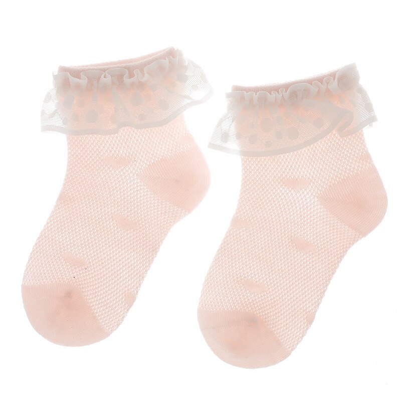 Spitze Rüsche Neugeborenen Baby Socken Weiche Sommer Gittergewebe Atmungsaktive Baby Mädchen Socken Kleinkind Kleinkind Anti-Unterhose kurz Socke Sokken: rosa / 0-12 months