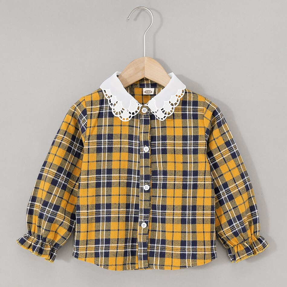 Camisa da menina da criança 2021 primavera moda bebê vermelho meninas blusas bonito manga longa plissado tops crianças roupas: MBSY4B / 5-6T
