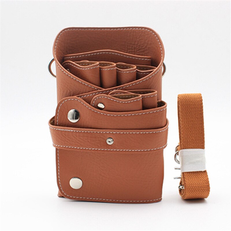 PU Leather Rivet Hair Scissor Bag Clips Bag Hairdressing Barber Scissor Holster Pouch Holder Case with Waist Shoulder Belt