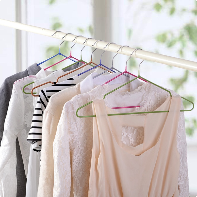 Neues PVC Beschichtet KleiderbüGel Rutschfeste Metall Shirt Hosen Haken KleiderbüGel KleiderbüGel 10 teile/los