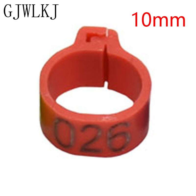 100 stks 8mmto10mm Digitale Markup Vogel Clip Ring Vogel Identificatie Tool 10 Kleur No.1-100 Duif Voet Ringen Huisdier levert: 10mmred