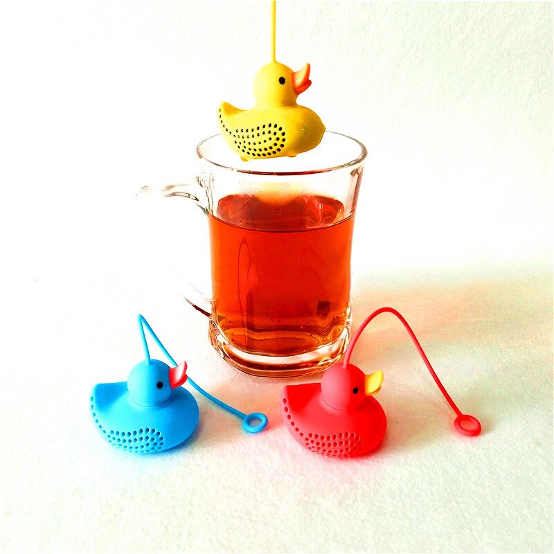 Food Grade Theezeefjes Herbruikbare Keuken Accessoires Losse Blad Diffuser Thee-ei Siliconen Eend Vorm Thee Zak Met String