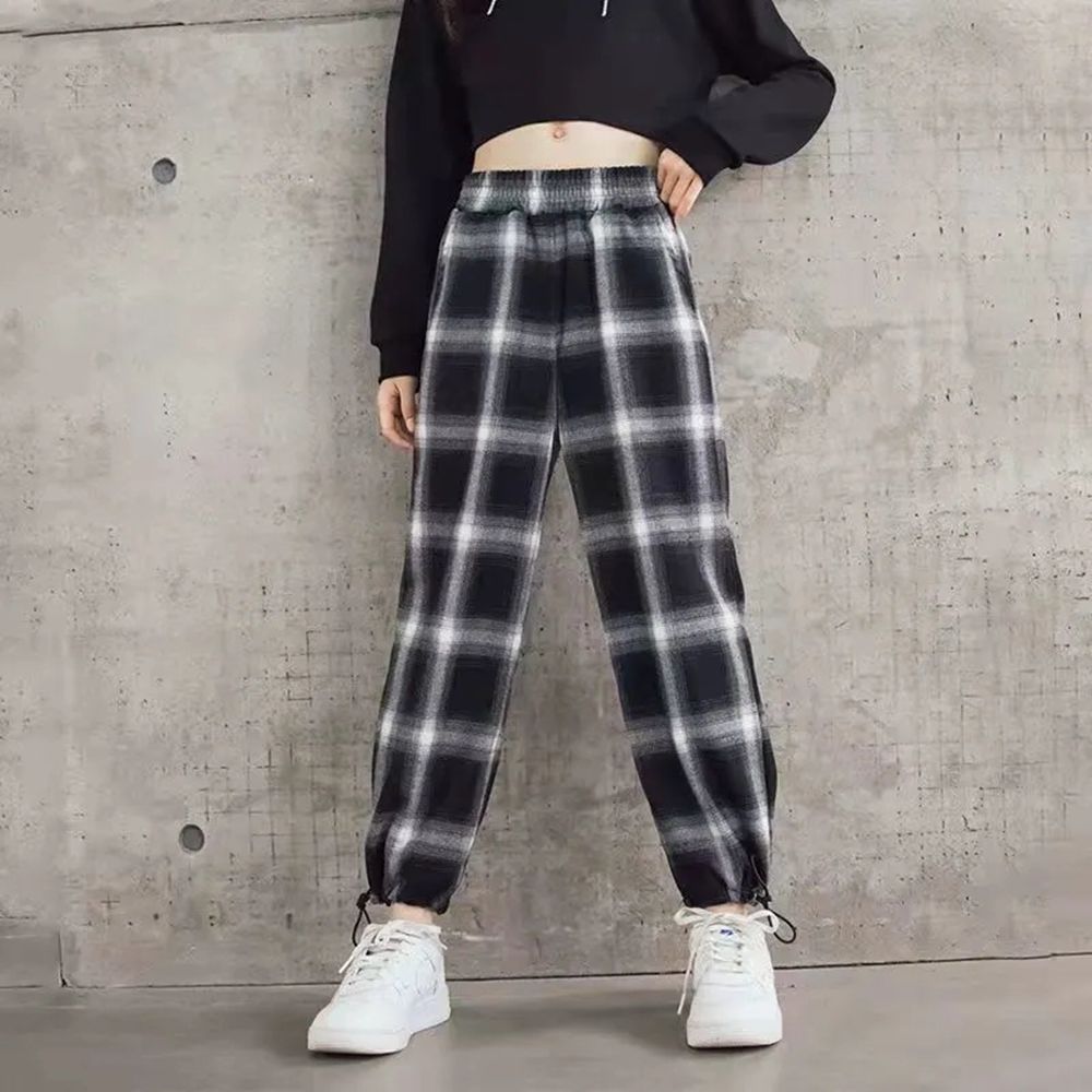 Spring Girl Plaid Pants 3-14 Years Teenage Children's Clothing for Girls Loose Casual Wide Leg Pants for Girls Trousers 6 8 10 9: 10T(150)