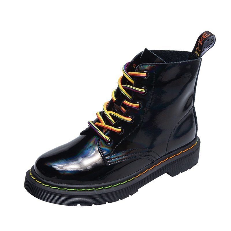 Zwart witte veterschoenen oxford dames platte schoenen herfst winter: Zwart / 7.5