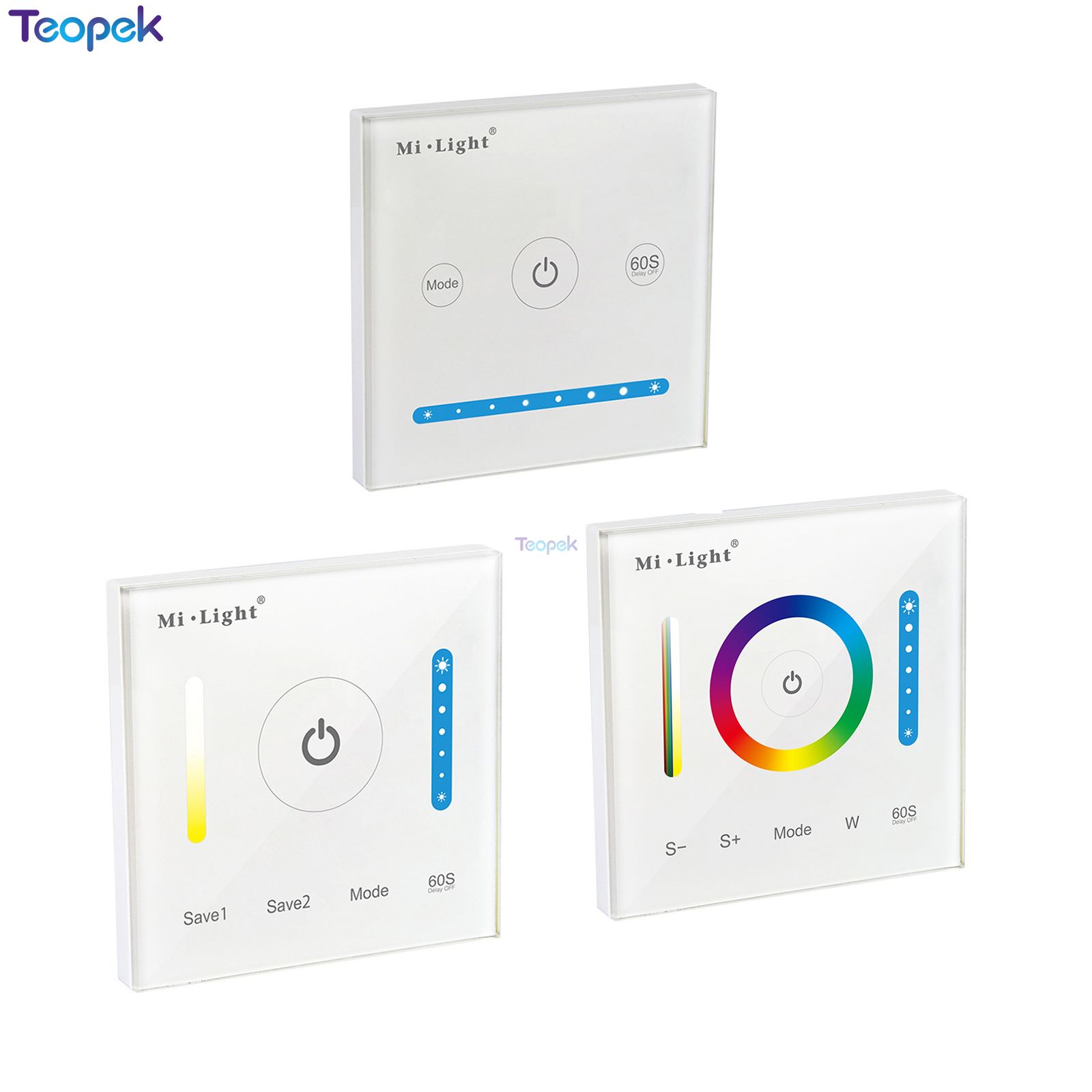 Miboxer smart led touch panel controller  p1 p2 p3 til rgb rgbw rgb+cct / dobbelt hvid / enkelt farve led belysning  dc12-24v 15a