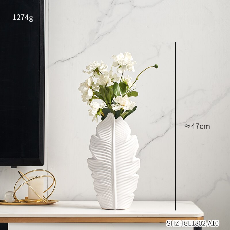 Bathroom Decoration Accessories Ceramic Vase Leaves Model Modern Home Decoration Flower Vase Living Room Decoration White Vases: Combination J