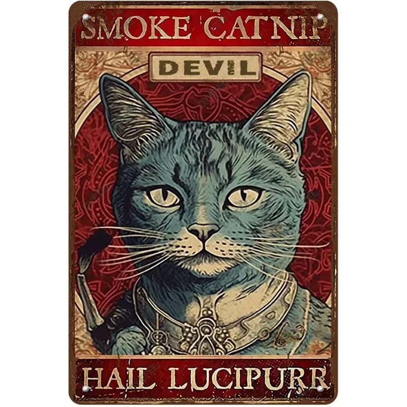 retro Katze Kaffee Metallschild Jahrgang Küchenschilder Wanddekoration Weil Mord ist falsch Lustige Schilder Bar Dekorationen Kunst Poster