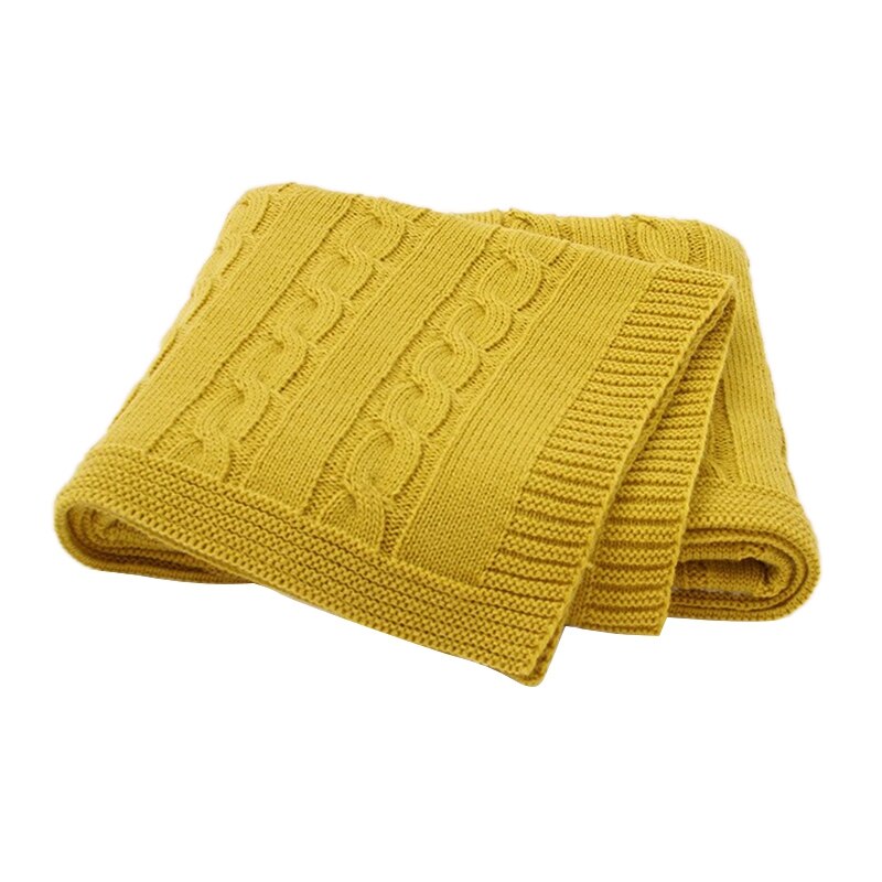 Baby Blanket Knitted Newborn Blankets Soft Wrap for Toddler Bedding: Yellow