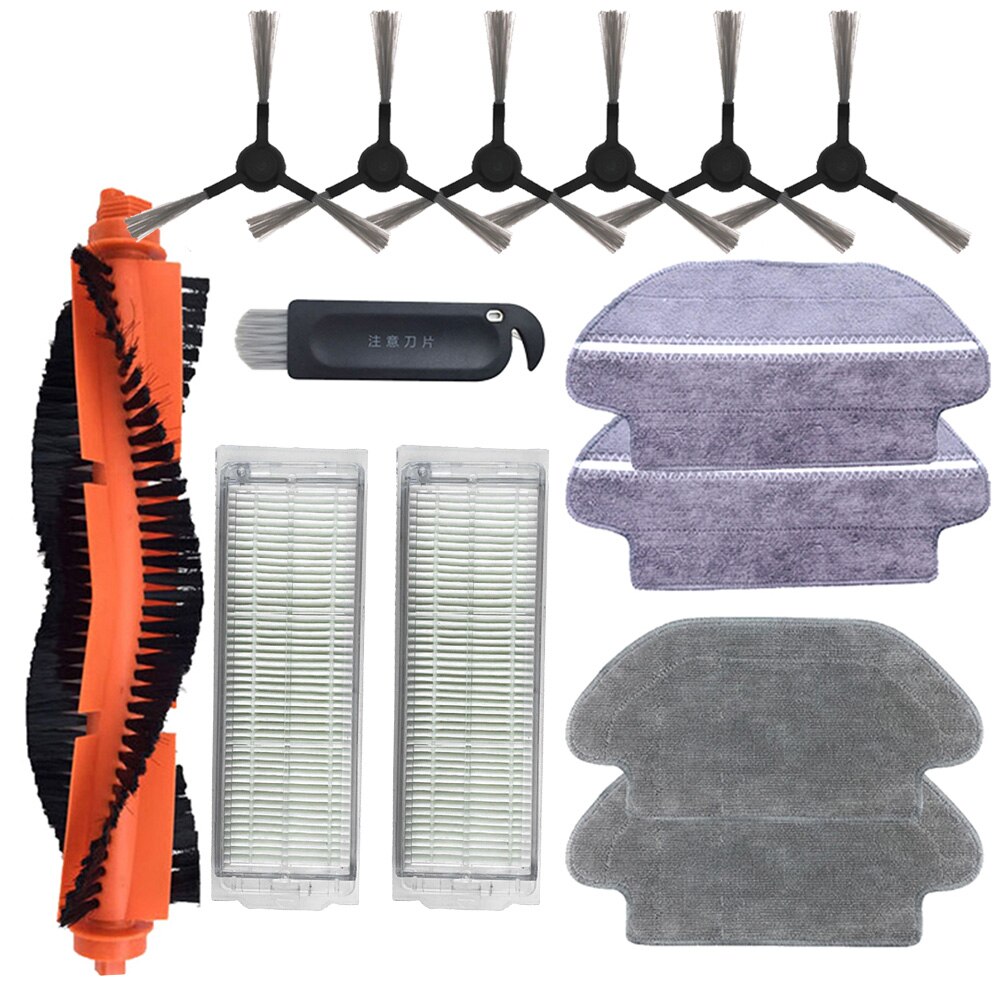 Hovedbørste hepa filter sidebørste moppe klud til xiaomi robotstøvsuger styj 02ym conga 3490 viomi  v2 pro filter v-rvclm 21b: Multi