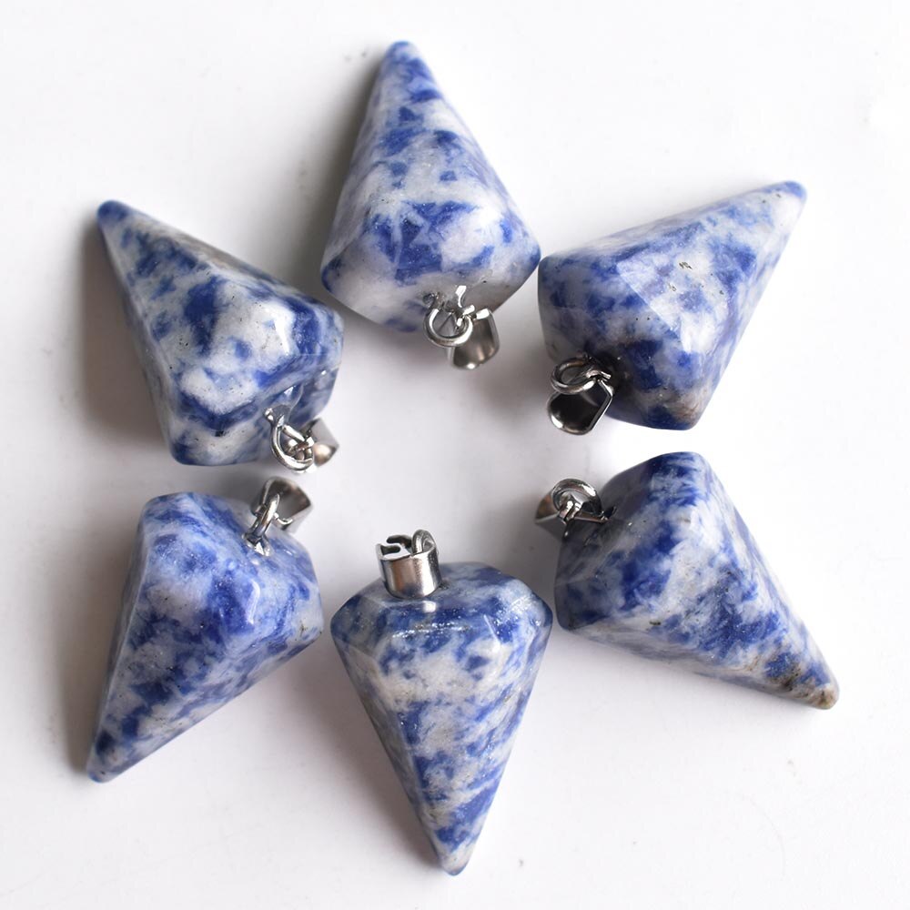 20pcs Natural stone Quartz Crystal lapis lazuli amethysts beads pendant Pendulum for diy Jewelry making Necklaces: Sodalite