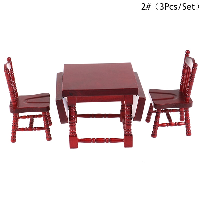 1Set 1:12 Dollhouse Miniature Folding Dining Table Chair Doll House Wooden Furniture Toy: B