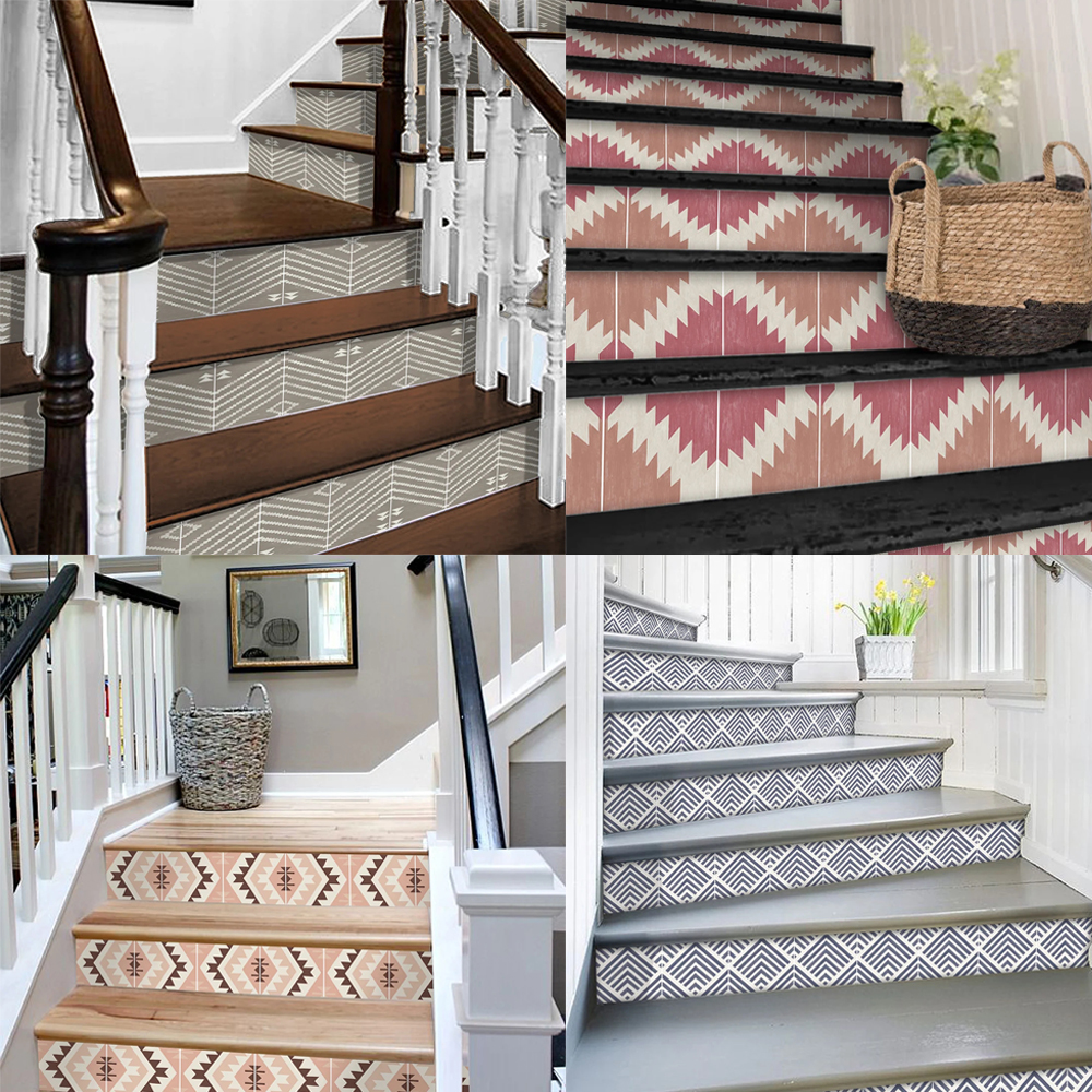 Vinyl Stair Stickers Mural for Stairs Decoration PVC Removable Self Adhesive 3D Sticker Decals 19x120cmx6pcs