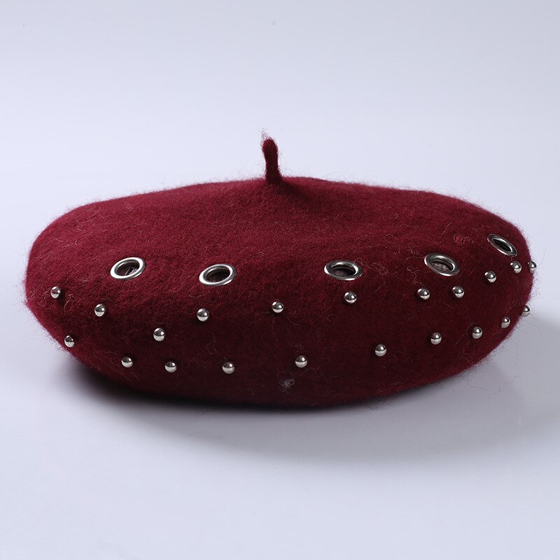 Baretti hattu naisten villa yksivärinen baskeri retro hattu retro tavallinen baretti hattu lämmin hattu naisten talvihattu