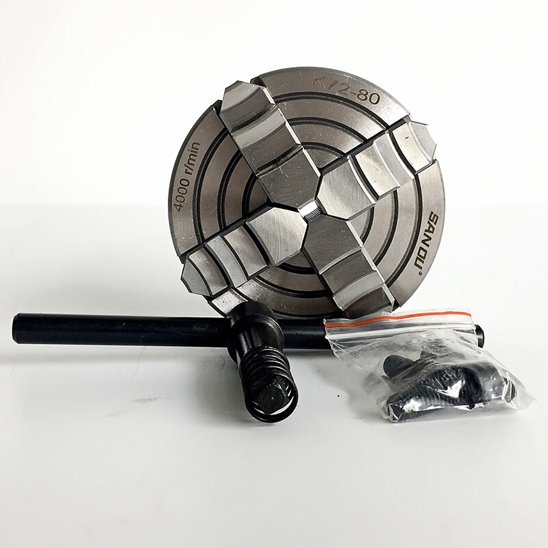 Klauwplaat 80Mm 4 Jaw Onafhankelijke Chuck K72-80 Met Sanou Voor Mini Draaibank