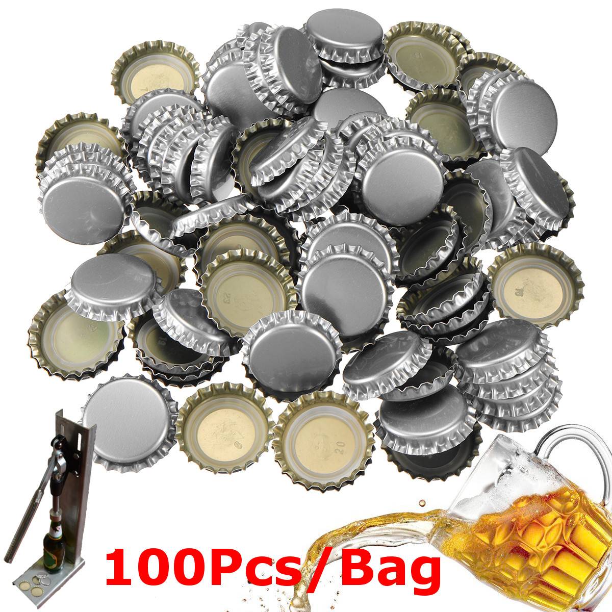 100 stks/partij bierfles cap bier deksel voor DIY homebrew bier tool Silver Kleur bierfles iron cover