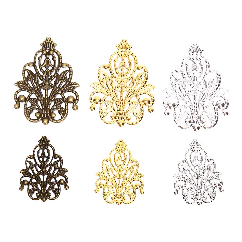 20pcs Filigree crafts Hollow Embellishments Findings Jewelry Accessories Bronze Tone ornaments 35mm