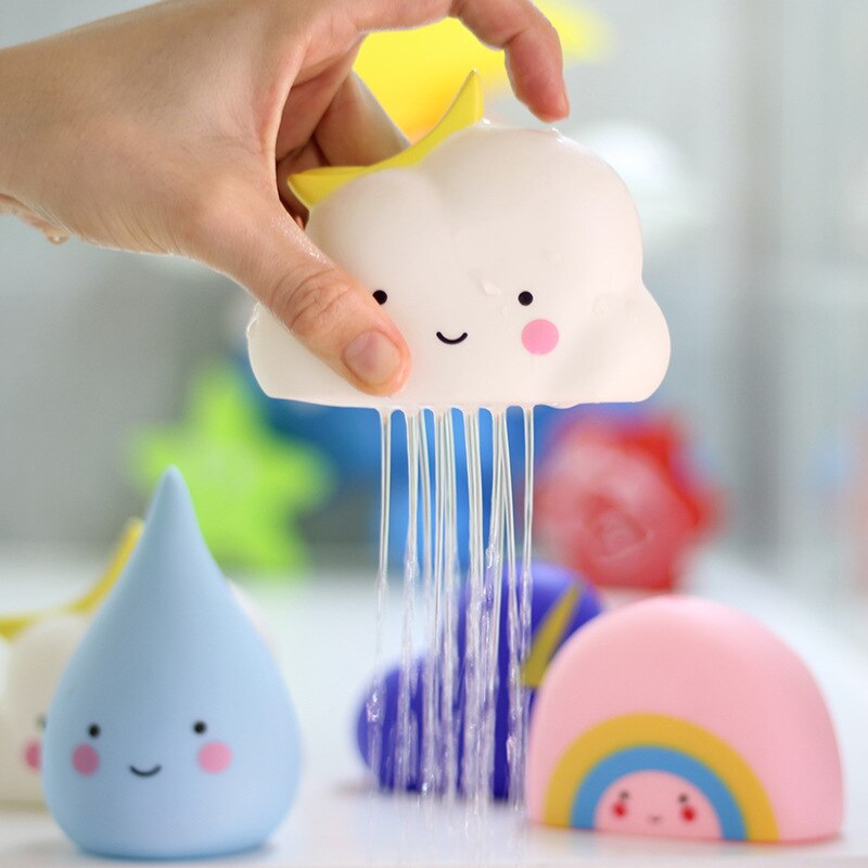 Baby Shower giocattoli simpatico cartone animato arcobaleno gocce di pioggia forma di nuvola divertente bagno spruzzo d&#39;acqua strumento illuminazione della prima infanzia giocattolo