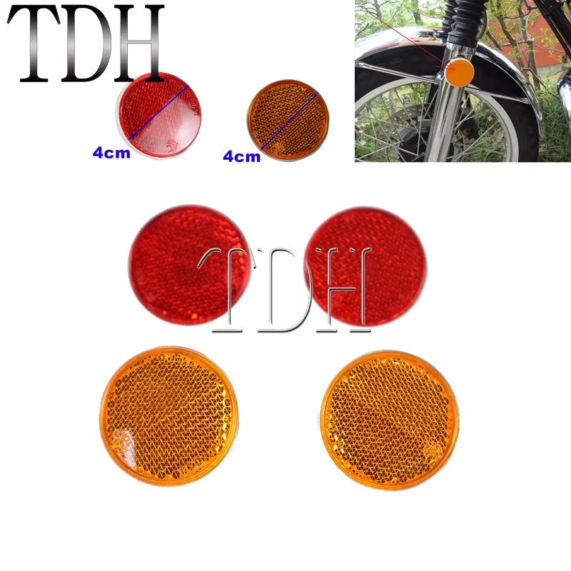 40 mm ronde rode en oranje motorfietsreflector met montageschroef op achterbout Stud bevestiging waarschuwingsreflectoren teken