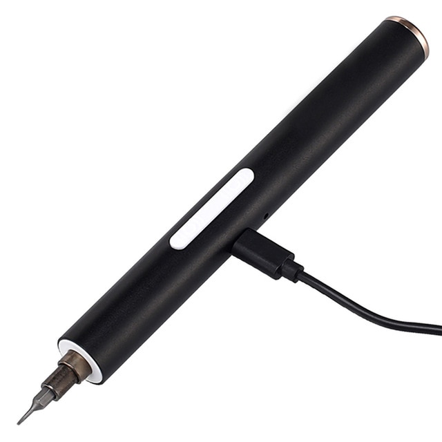 Mini Cordless Electric Screwdriver Rechargeable Screw Power Driver Tool Space Aluminum 0.16Nm For Smart Phone/Watch Repair Tools: Black