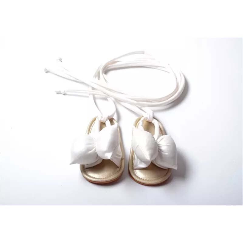 Zomer Baby Sandalen Peuter Baby Meisjes Kinderen Prinses Boog Bandage Strand Schoenen antislip Sandalen: WHITE / 13-18 months