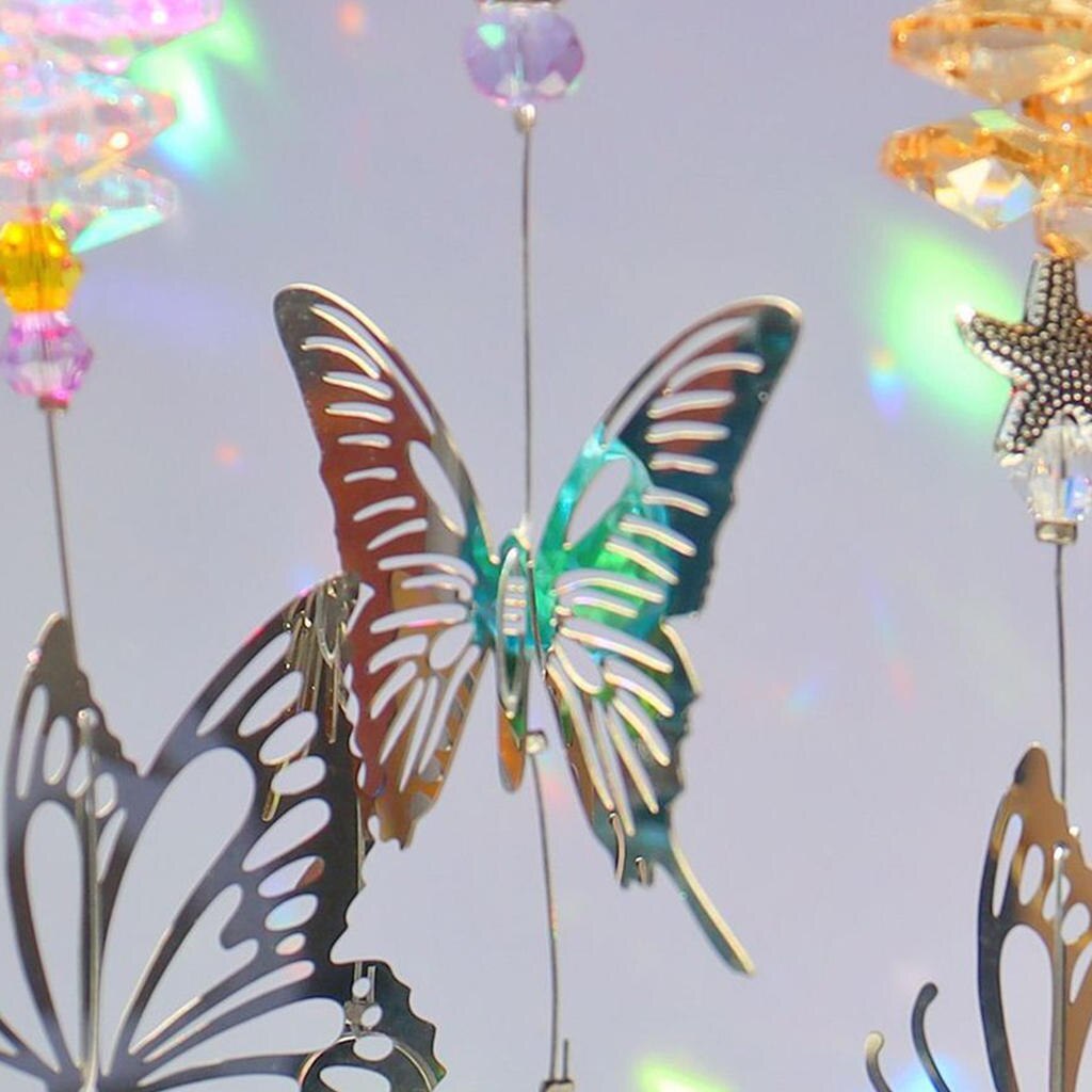 7 Stuks Vlinder Kristallen Verlichting Prisma Windgong Opknoping Ornament Vlinder Crystal Opknoping Hanger Voor Tuin Decoratie
